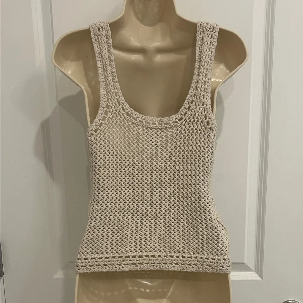 Beige Crochet Tank Top - Picture 2 of 2